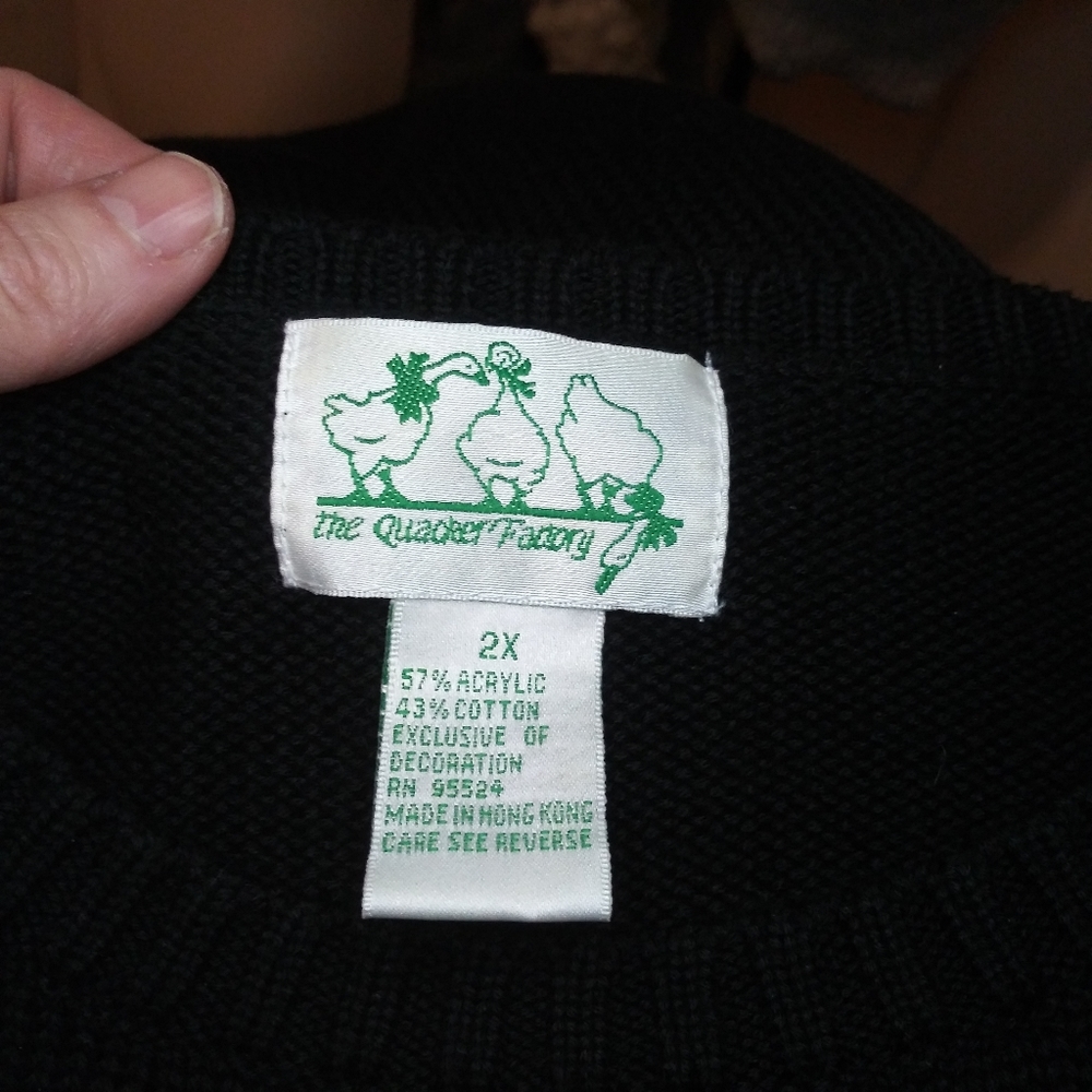 Quacker Factory Black/Multi Reindeer Teddy Bear & Christmas Lights Tunic Sweater - Picture 10 of 12